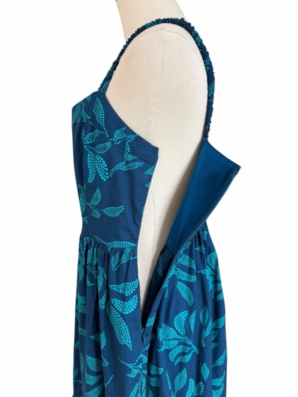 J. Crew Poplin Corset Floral Midi Dress Blue Size 10 NWT